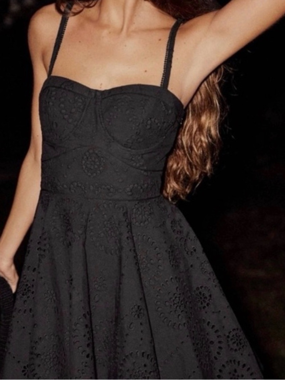 Zara Black Eyelet Mini Dress